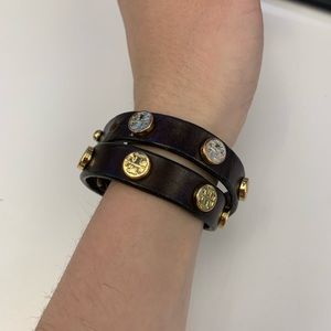 Tory Burch Double Wrap Logo Stud Bracelet